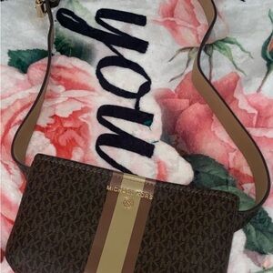 Michael Kors Signature Brown and Cream Crossbody Bag